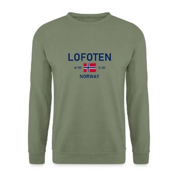 Lofoten - Norway - Coordinates - Flag - Unisex Sweatshirt - army green - Front - Alina (178cm) & Michal (187cm)