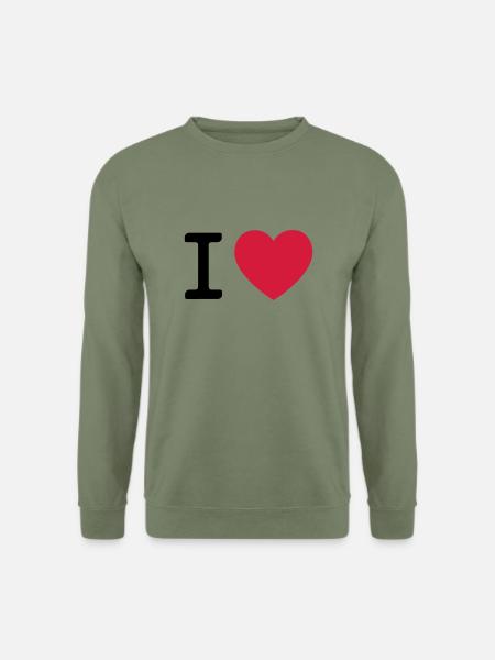I LOVE Herz // Liebe // Valentinstag // Geburtstag - Unisex Pullover - Armeegrün