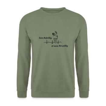 Dein Hufschlag - Unisex Pullover - Armeegrün - Vorne - Alina (178cm) & Michal (187cm)