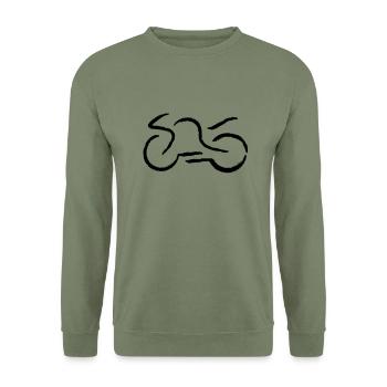 motorrad - Unisex Pullover - Armeegrün - Vorne - Alina (178cm) & Michal (187cm)