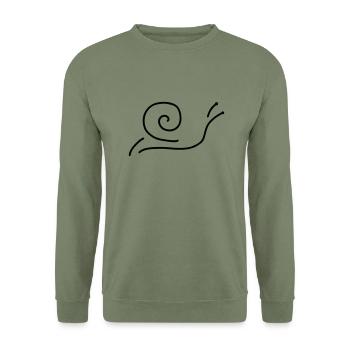 schnecke mit haus - Unisex Pullover - Armeegrün - Vorne - Alina (178cm) & Michal (187cm)