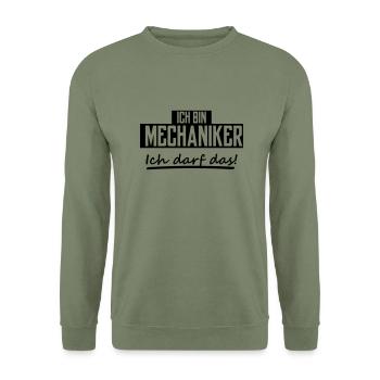 ich bin mechaniker - Unisex Pullover - Armeegrün - Vorne - Alina (178cm) & Michal (187cm)