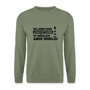 ein leben ohne leuchtturm - Unisex Pullover - Armeegrün - Vorne - Alina (178cm) & Michal (187cm)
