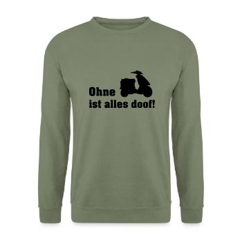 ohne roller - Unisex Pullover - Armeegrün - Vorne - Alina (178cm) & Michal (187cm)