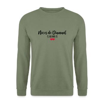 noces de Diamant - Sweat-shirt Unisexe - vert militaire - Devant - Alina (178cm) & Michal (187cm)