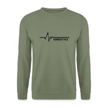 HARDSTYLE MUSIC FREQUENCE BASS LINE - Unisex Pullover - Armeegrün - Vorne - Alina (178cm) & Michal (187cm)