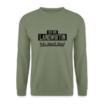 ich bin landwirtin - Unisex Pullover - Armeegrün - Vorne - Alina (178cm) & Michal (187cm)