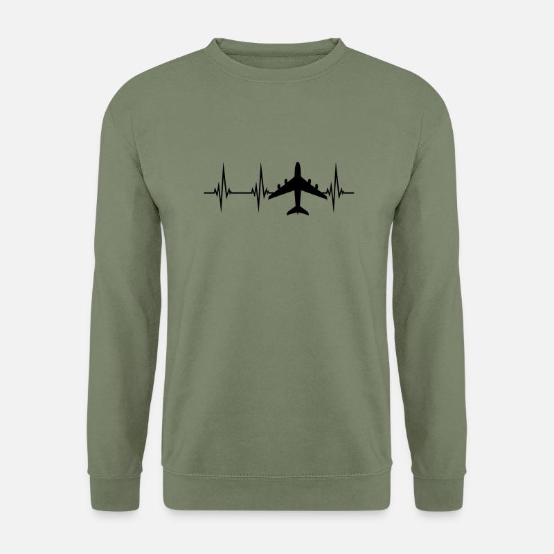 Flugzeug Herzschlag Puls - Unisex Pullover - Armeegrün