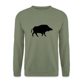 Boar - Unisex Sweatshirt - army green - Front - Alina (178cm) & Michal (187cm)