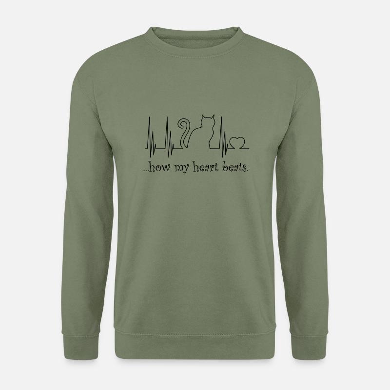 Katzenfreund Herzschlag - Unisex Pullover - Armeegrün