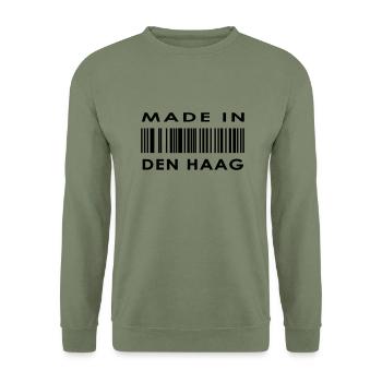 madein nl 02 den haag - Unisex Pullover - Armeegrün - Vorne - Alina (178cm) & Michal (187cm)