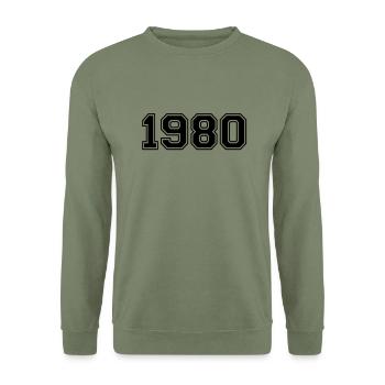 1980 - Unisex Pullover - Armeegrün - Vorne - Alina (178cm) & Michal (187cm)