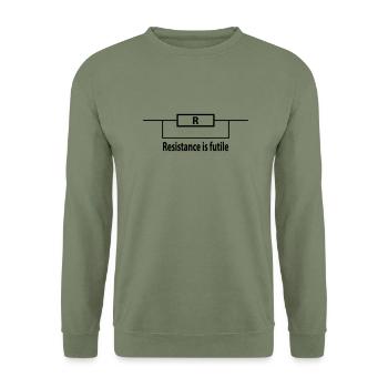 resistance is futile - Unisex Pullover - Armeegrün - Vorne - Alina (178cm) & Michal (187cm)