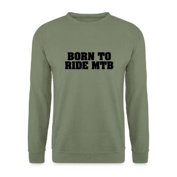 born to ride mtb - Unisex Sweatshirt - army green - Front - Alina (178cm) & Michal (187cm)