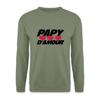 Papy d'amour ! - Sweat-shirt Unisexe - vert militaire - Devant - Alina (178cm) & Michal (187cm)