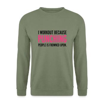 Workout - Unisex Sweatshirt - army green - Front - Alina (178cm) & Michal (187cm)