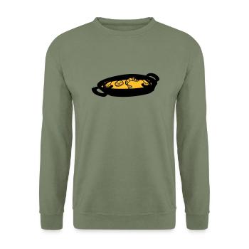 paella gericht spanische kulinarische spezialität - Unisex Pullover - Armeegrün - Vorne - Alina (178cm) & Michal (187cm)