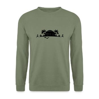 Sommer - Palmen Strand - Unisex Pullover - Armeegrün - Vorne - Alina (178cm) & Michal (187cm)