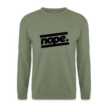 nope design - Unisex Pullover - Armeegrün - Vorne - Alina (178cm) & Michal (187cm)