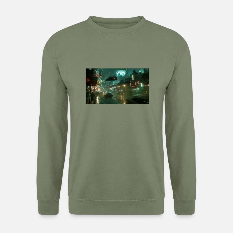 Cyberpunk Stadt - Unisex Pullover - Armeegrün