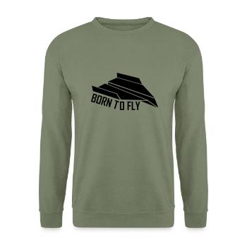 born to fly - Unisex Pullover - Armeegrün - Vorne - Alina (178cm) & Michal (187cm)