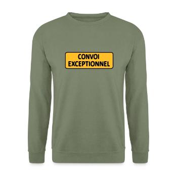 Convoi Exeptionnel - Sweat-shirt Unisexe - vert militaire - Devant - Alina (178cm) & Michal (187cm)