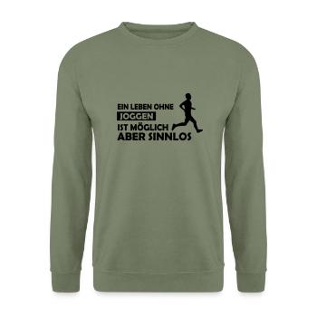 ein leben ohne joggen - Unisex Pullover - Armeegrün - Vorne - Alina (178cm) & Michal (187cm)