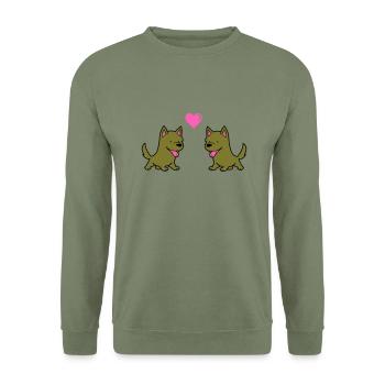 hund comic liebe - Unisex Pullover - Armeegrün - Vorne - Alina (178cm) & Michal (187cm)
