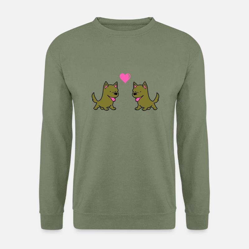 hund comic liebe - Unisex Pullover - Armeegrün