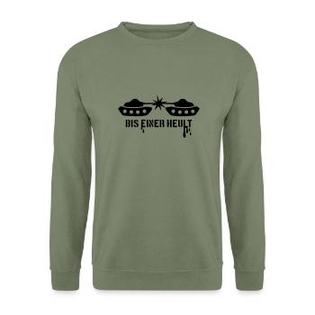 Bis einer heult! - Unisex Pullover - Armeegrün - Vorne - Alina (178cm) & Michal (187cm)