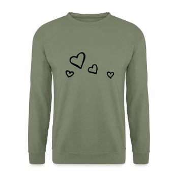 Herzen hochzeitstag Heirat - Unisex Pullover - Armeegrün - Vorne - Alina (178cm) & Michal (187cm)
