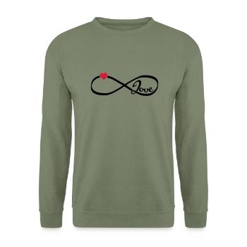 Infinity Love - Unisex Pullover - Armeegrün - Vorne - Alina (178cm) & Michal (187cm)