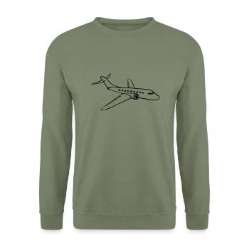 linienflugzeug flugzeug fliegen pilot urlaub reise - Unisex Pullover - Armeegrün - Vorne - Alina (178cm) & Michal (187cm)