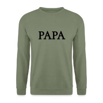 papa (1c) - Unisex Pullover - Armeegrün - Vorne - Alina (178cm) & Michal (187cm)