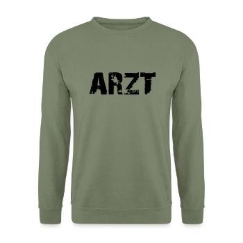 arzt_deutsch - Unisex Pullover - Armeegrün - Vorne - Alina (178cm) & Michal (187cm)