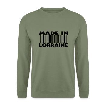 made in LORRAINE (1c) - Sweat-shirt Unisexe - vert militaire - Devant - Alina (178cm) & Michal (187cm)