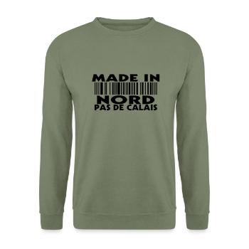 Made in NORD PAS DE CALAIS (1c) - Unisex Sweatshirt - army green - Front - Alina (178cm) & Michal (187cm)