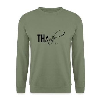 thINK - Unisex Pullover - Armeegrün - Vorne - Alina (178cm) & Michal (187cm)