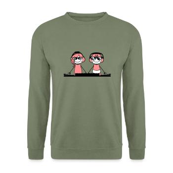 2 amis amies couple duo amour mixe pla pla - Sweat-shirt Unisexe - vert militaire - Devant - Alina (178cm) & Michal (187cm)