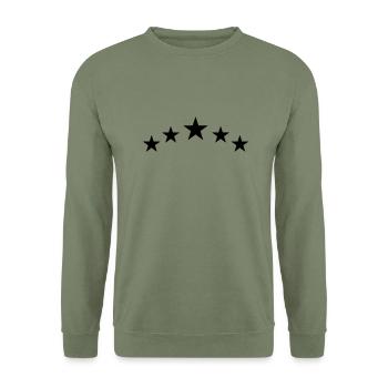 5 Sterne - Unisex Pullover - Armeegrün - Vorne - Alina (178cm) & Michal (187cm)