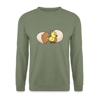 Chick poultry chicken chickens egg chicken egg easter egg - Unisex Sweatshirt - army green - Front - Alina (178cm) & Michal (187cm)