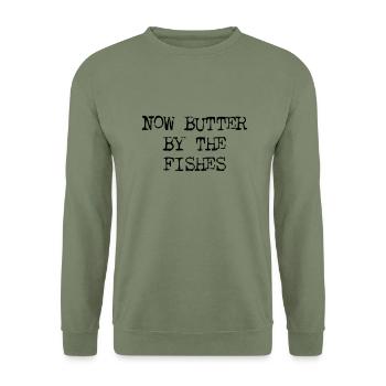Butter By The Fishes - Sweat-shirt Unisexe - vert militaire - Devant - Alina (178cm) & Michal (187cm)