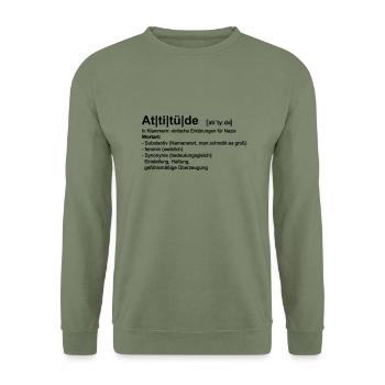 Attitüde - Unisex Pullover - Armeegrün - Vorne - Alina (178cm) & Michal (187cm)