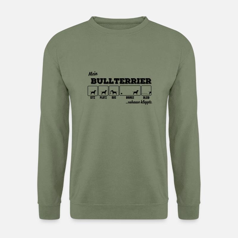 Mein Bullterrier - zuhause klappts - Unisex Pullover - Armeegrün