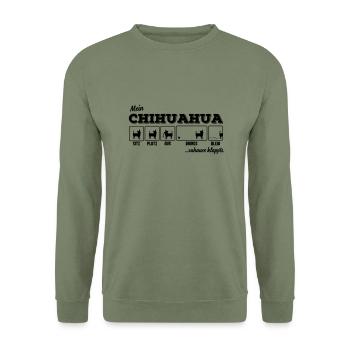 Mein Chihuahua - zuhause klappts - Unisex Pullover - Armeegrün - Vorne - Alina (178cm) & Michal (187cm)