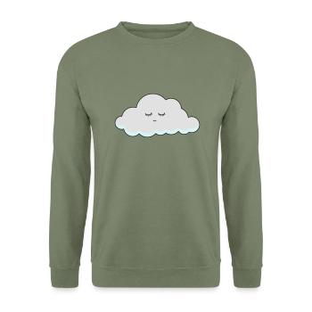 Schlaf Wolke mit Wimpern - Unisex Pullover - Armeegrün - Vorne - Alina (178cm) & Michal (187cm)