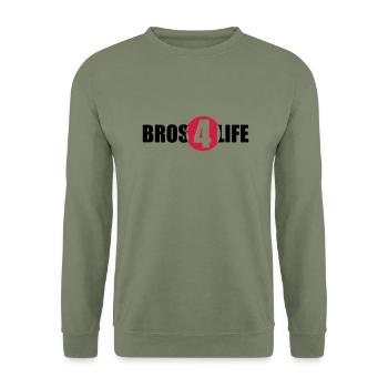 Bros 4 Life Logo Design - Unisex Pullover - Armeegrün - Vorne - Alina (178cm) & Michal (187cm)