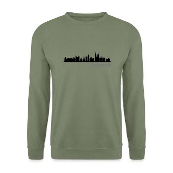 Skyline - Höxter - Unisex Pullover - Armeegrün - Vorne - Alina (178cm) & Michal (187cm)