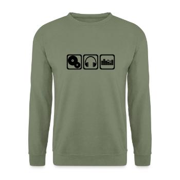 DJ - Unisex Pullover - Armeegrün - Vorne - Alina (178cm) & Michal (187cm)
