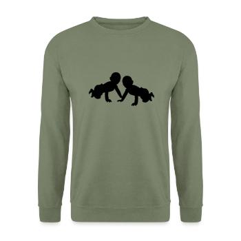 Baby - Unisex Sweatshirt - army green - Front - Alina (178cm) & Michal (187cm)